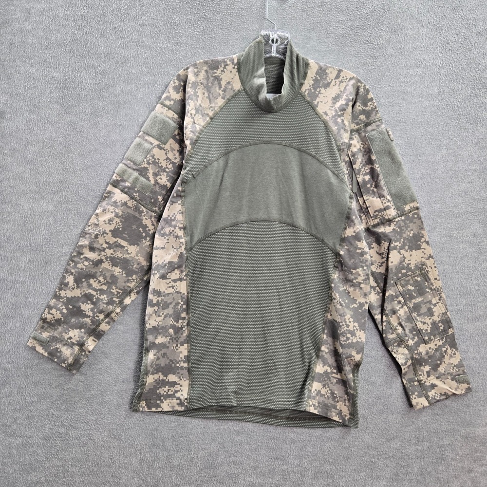 Massif‎ Men Combat Shirt Medium Green Camo Flame Resistant FR Long Sleeve